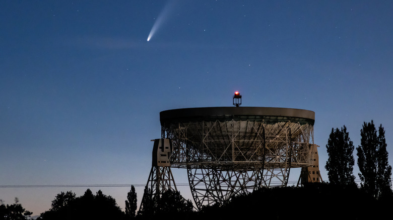 Earth telescope looking up at Neowise comet.