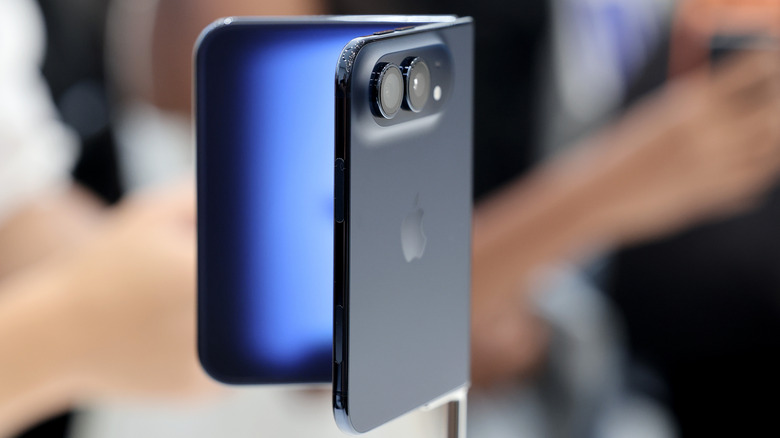 An iPhone Duo partway open and on display
