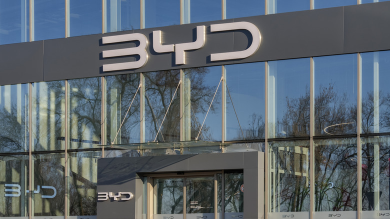 Exterior of BYD electric vehicle dealership