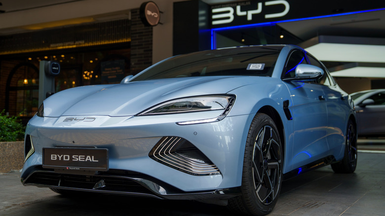 BYD Seal U electric vehicle inside a showroom