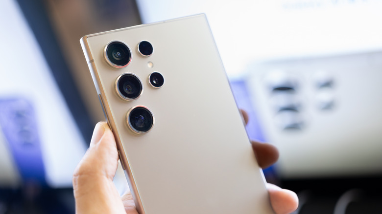 The Samsung Galaxy S24 Ultra in gold.