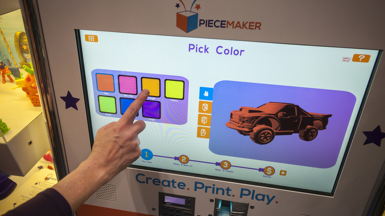 A 3D printed toy kiosk interface.
