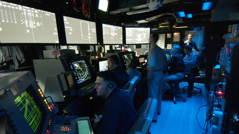 A carrier's Combat Information Center during an active operation