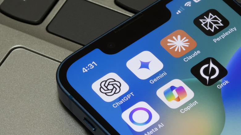 ChatGPT, Gemini, Claude, and other AI apps installed on an iPhone.