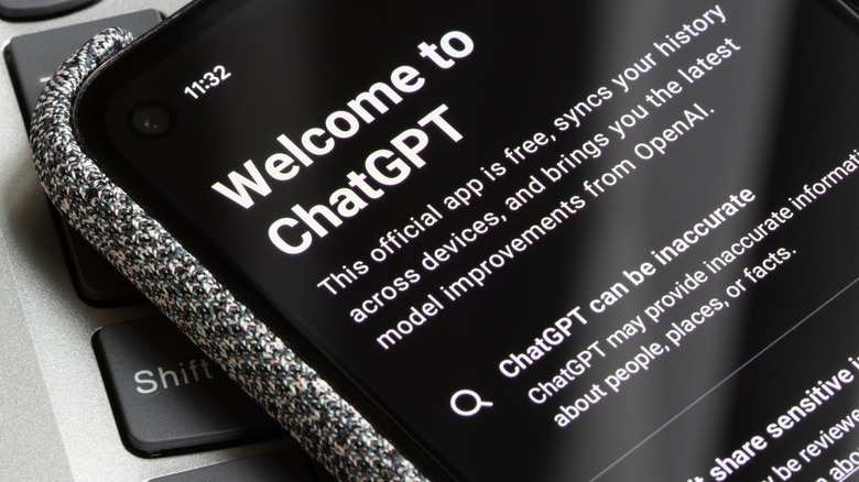 ChatGPT's Welcome screen on a smartphone.