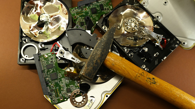Destroying hard drives physically with a hammer.