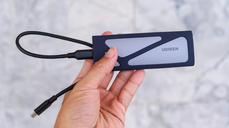 A Ugreen-brand M.2 SSD enclosure.