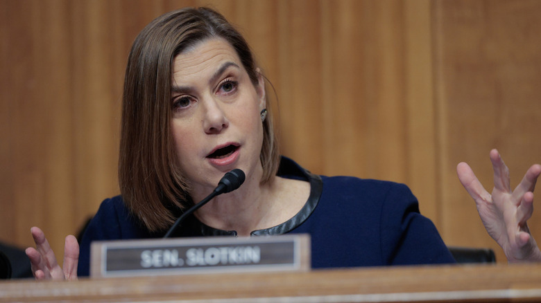 Sen. Elissa Slotkin asking questions during a confirmation hearing.