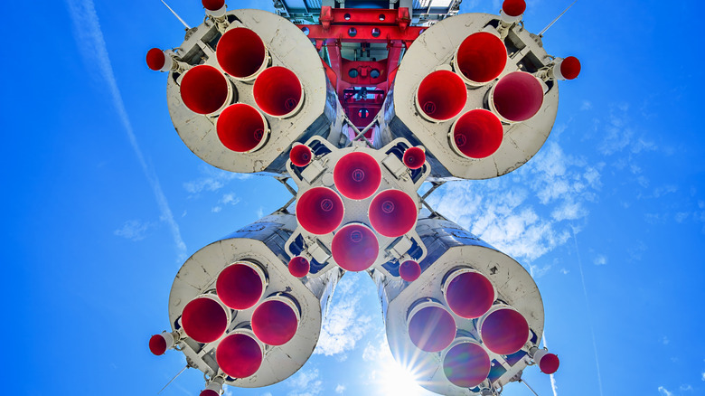 Rocket engines seen from below