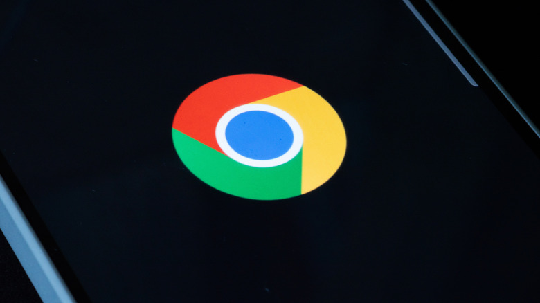 Google Chrome colorful browser icon on a phone screen.