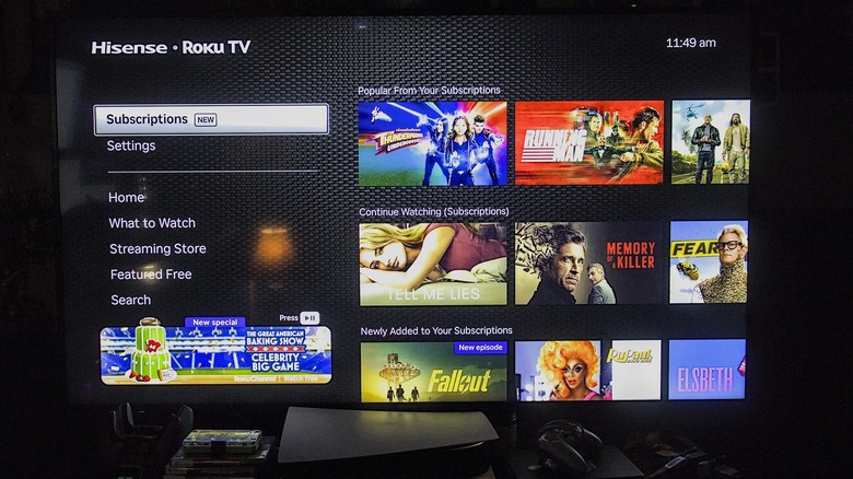 Roku Subscriptions tab on new 15 update with shows highlighted.