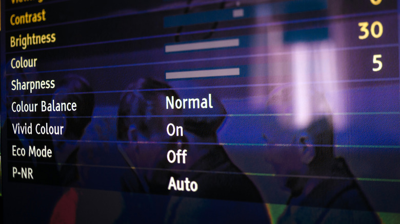 Various picture options in a TV's settings panel