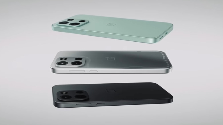 The OnePlus Nord 6 in three colors, featuring a 9,000mAh battery.