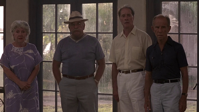 Four residents from Suncoast Manor looking shocked