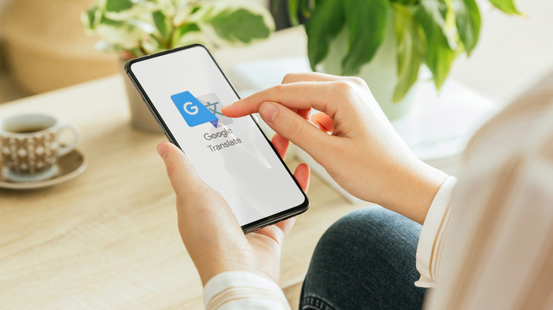 A person using Google Translate on their phone