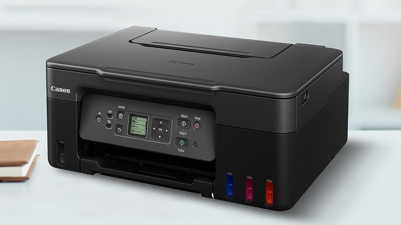 The Canon MegaTank G3270 set up on a flat surface.