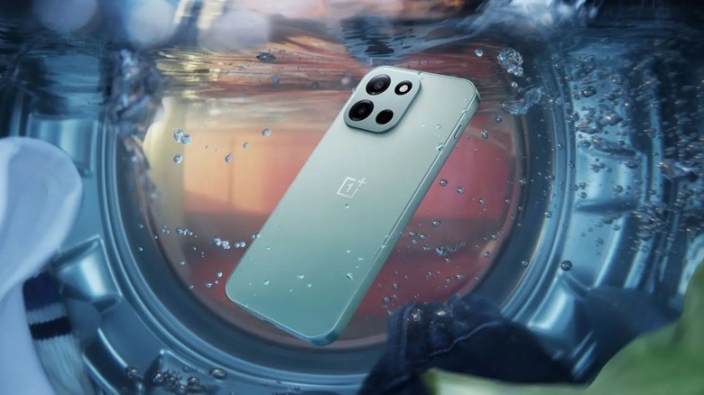 The OnePlus Nord 6 in a washing machine.