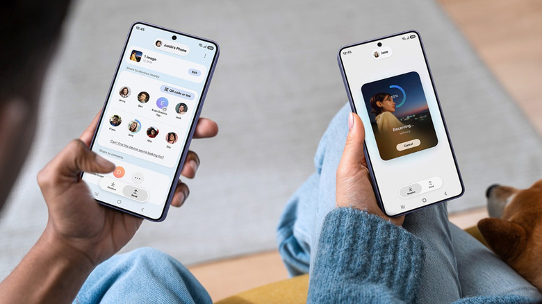Samsung Galaxy phones showing Quick Share