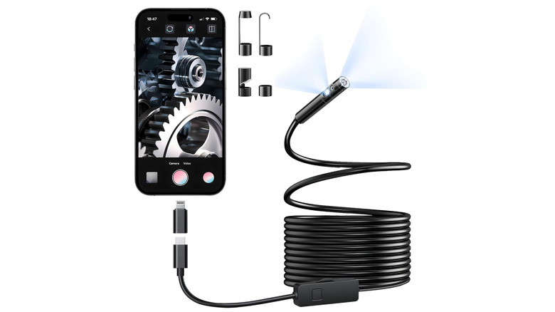 The Elecshion 1920P HD Snake Camera on a white background