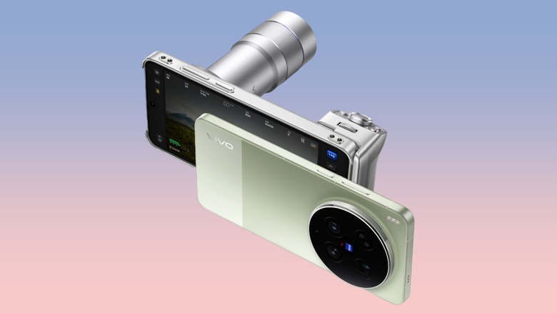 Vivo X300 Ultra with photography kit against a gradient background