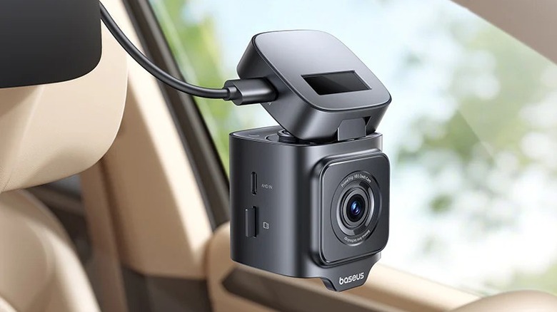 Baseus VD1 Pro Solar Dash Cam front camera installed in car