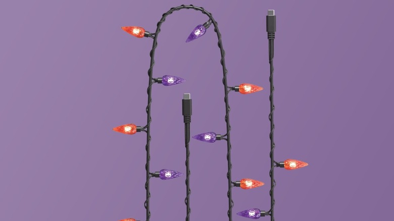 Gem Spooky Light-Up USB-C Cable on purple background