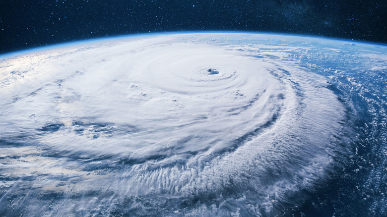 A hurricane photographed from space.