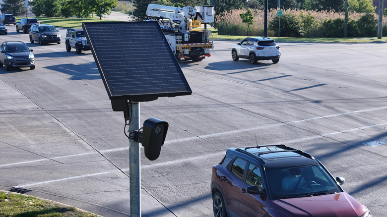 a flock traffic camera near an intersection
