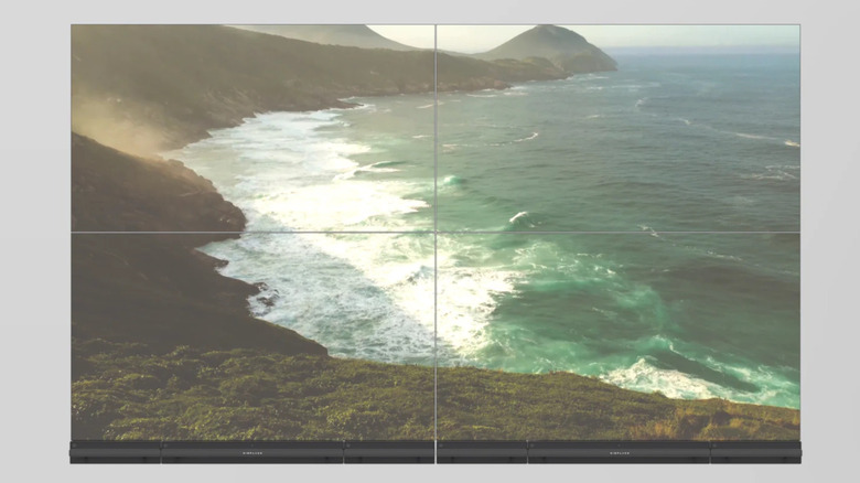Four Displace Pro TVs connected to each other