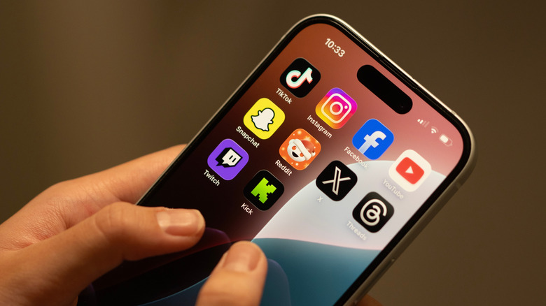 TikTok and several other social media apps on the iPhone Home Screen