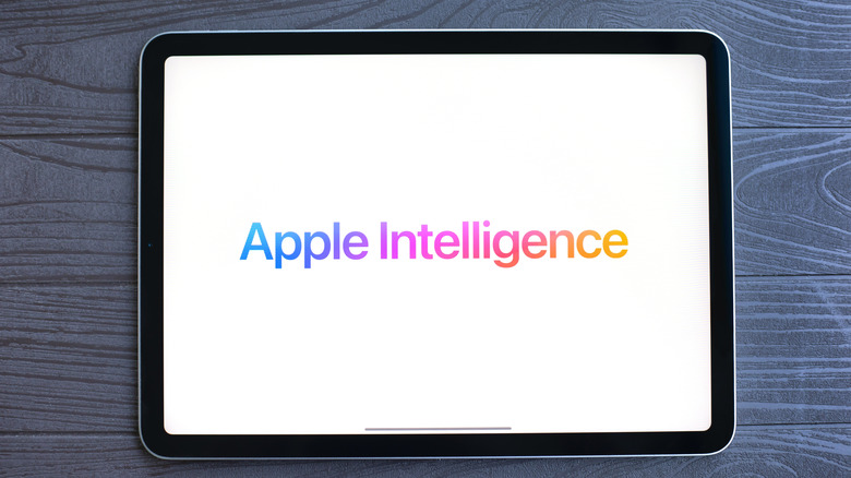 The Apple Intelligence logo on an iPad screen.