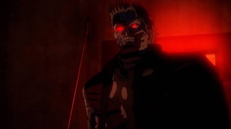 Terminator Zero in a red hallway in Terminator: Zero