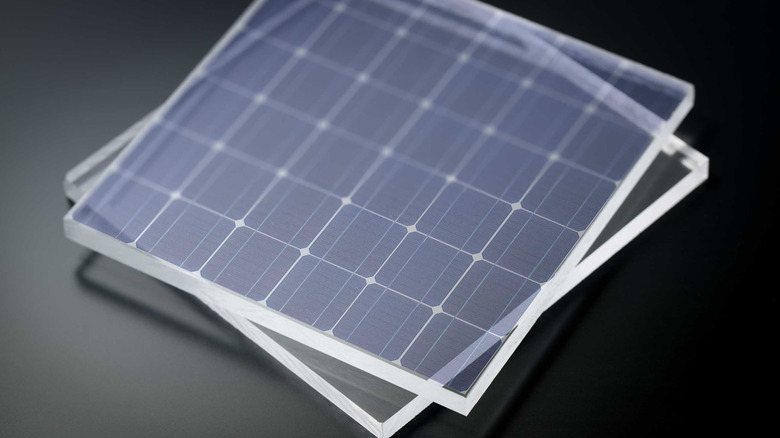 An illustration showing transparent solar panels