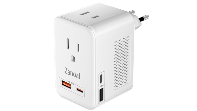 The Zanoal 6-in-1 European Travel Plug Adapter on a white background.