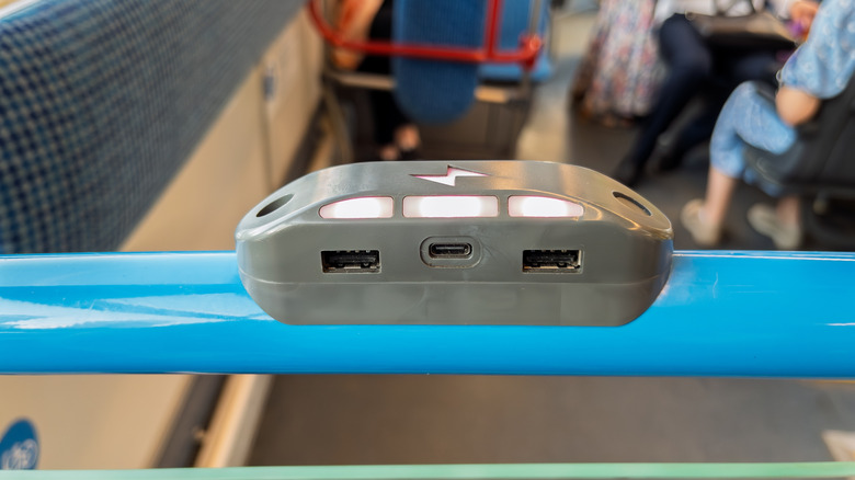 Public USB ports on a bus