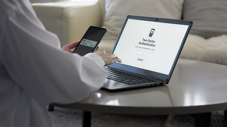 A person using two-factor authentication