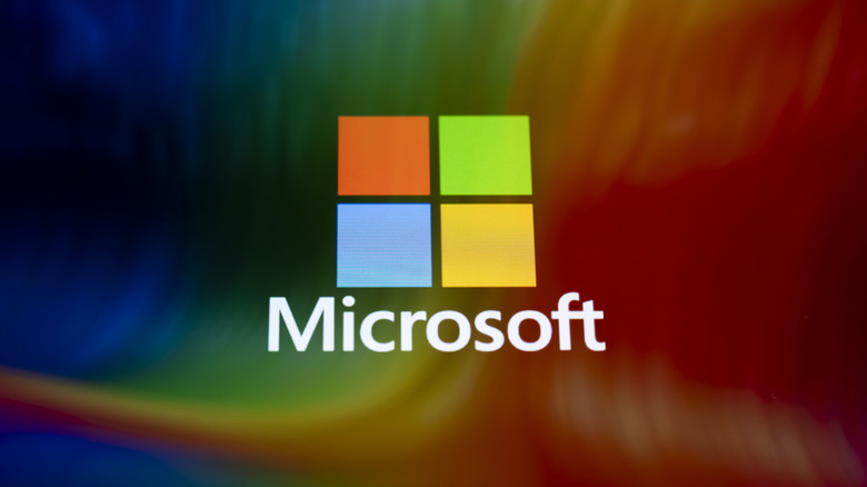 Microsoft logo on colourful background