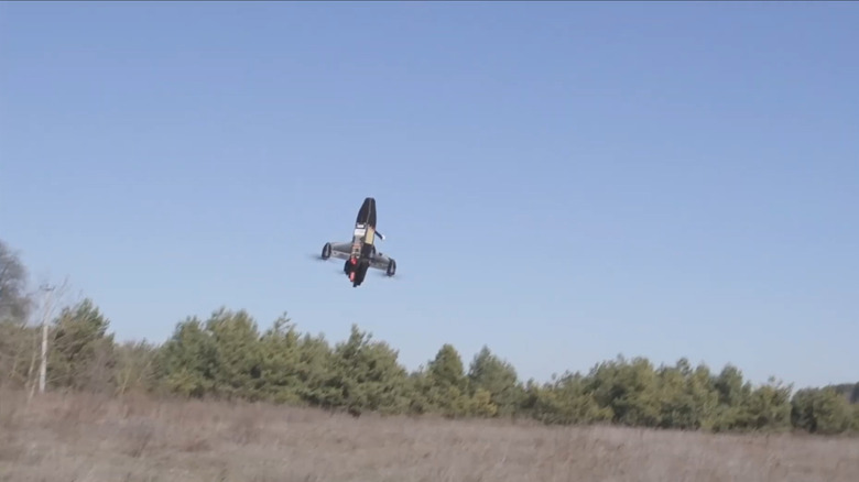 WIY's Strilla drone takes off in an open field.