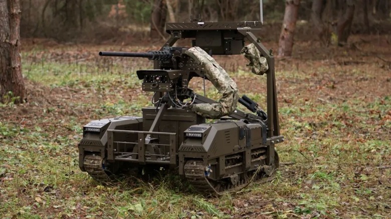 Droid TW 12.7 seen standing with a mounted .50 caliber machine gun