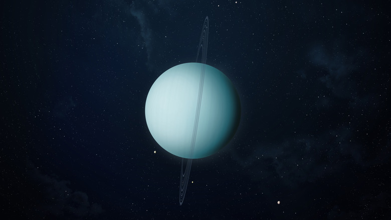 View of Uranus on a field of stars in space