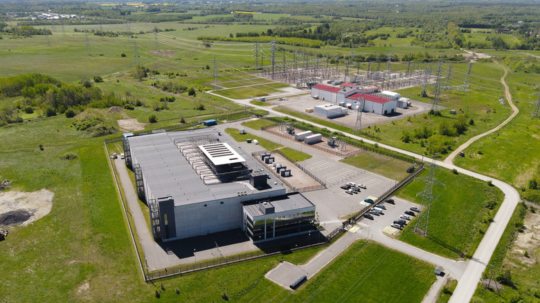 Large data center next to a power facility