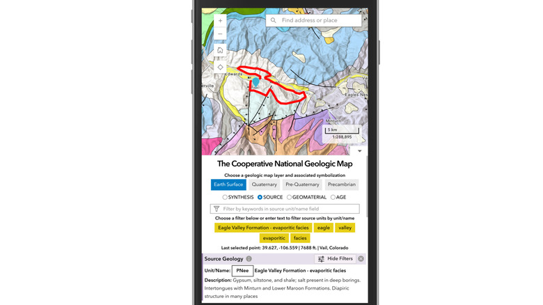 the Cooperative National Geological Map on a mobile device