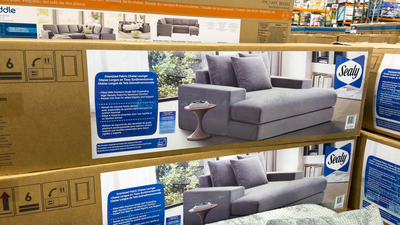 Coddle modular sofa boxes displayed in Costco Warehouse
