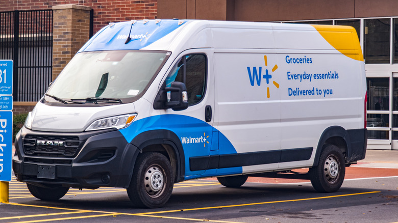 A Walmart+ delivery van.