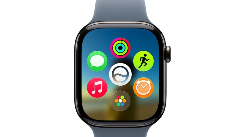 Mockup of Apple Watch and the new dynamic app grid