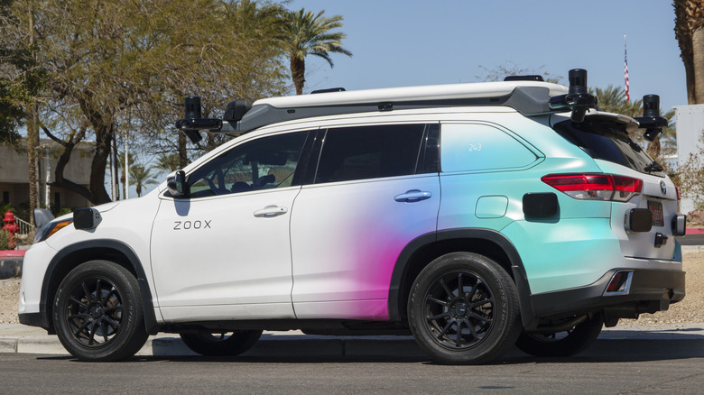 A Zoox vehicle on the streets of Las Vegas.