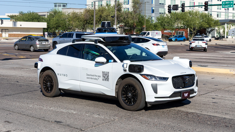 a Waymo self-driving car on a road