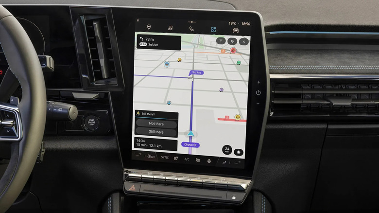 Waze shown on car dashboard