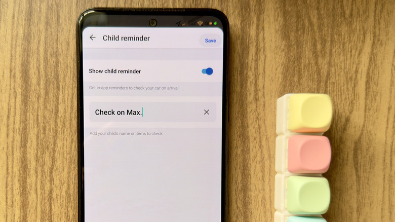 Waze showing hidden Child reminder feature