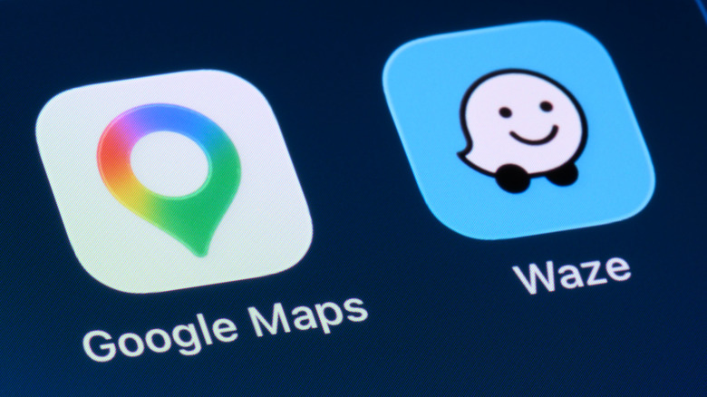 The Google Maps and Waze app icons on an iPhone.